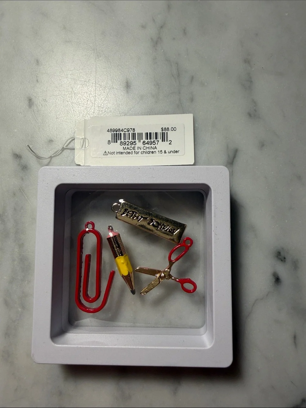 Betsey Johnson Red and Gold School Supply Charms